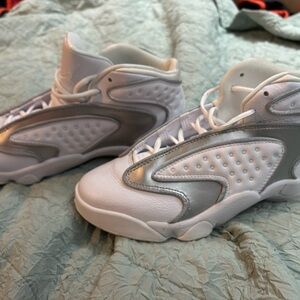 Jordan White and Silver Retro Sneakers